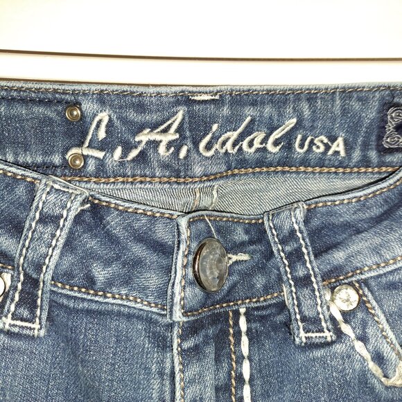 L.a.Idol USA Flap Pocket Embroidered Rhinestone Jeans - Picture 8 of 14